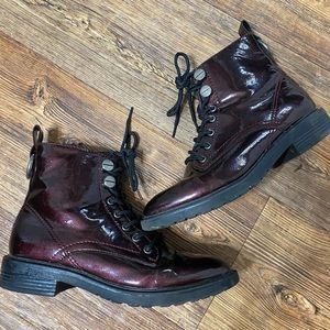 Shimmery Maroon Combat Boots